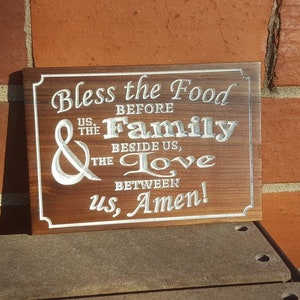 Food blessing grace wall sign carved wood family meal religious prayer Christian image 3