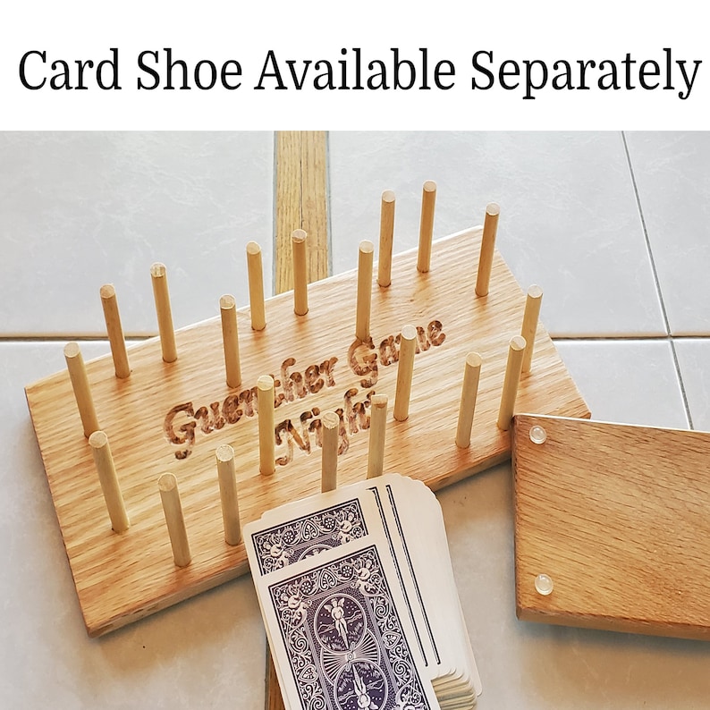 Playing Card Hands Free Holder Wood Custom Carved 3 x 11 Oak Set of 6 zdjęcie 3