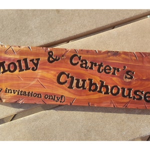 Large Child's Clubhouse Playhouse Custom Hand Routed Wood Cedar Sign Name Personalized Sign Treehouse Bedroom Play Room Girl Boy Kids 5x48 image 2