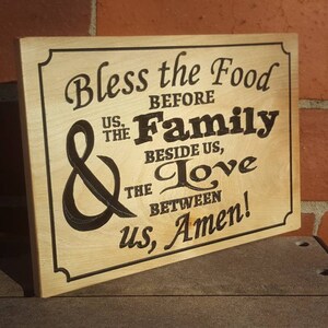 Food blessing grace wall sign carved wood family meal religious prayer Christian image 2