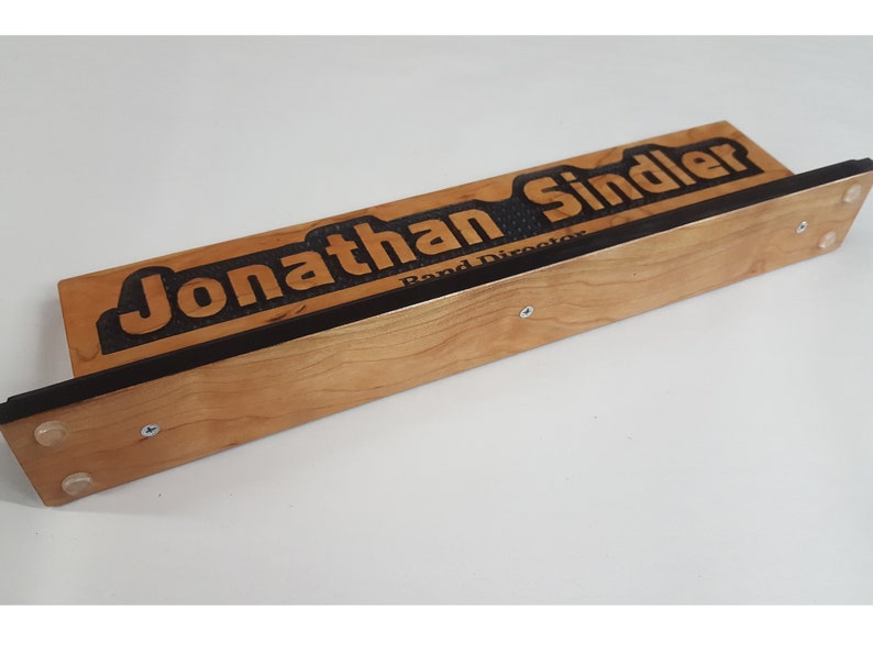 Hand Crafted Desk Name Sign Plaque Cherry Wood Routed First Last Personalized Custom Office Graduation Job Gift Executive 3 x 14-22 image 3