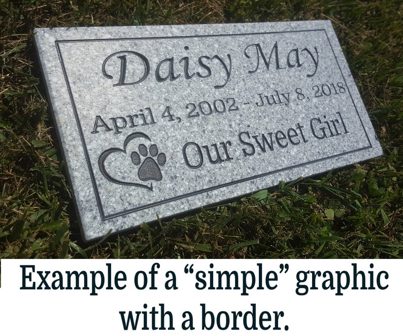 Grave Marker Pet Memorial Sign Carved Engraved Plaque Weatherproof Corian Stone Granite Substitute Small Prayer Garden Marker 5 x 8 Bild 6