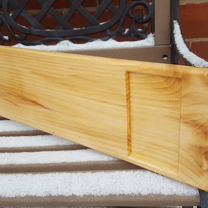 Recliner Tray 11.5 x 33-38 Custom Made to Order Pine Caddy Shelf Tablet Cell Phone Candle Holder Unwind Relax Spa Day Routed Wood Mom Gift zdjęcie 4