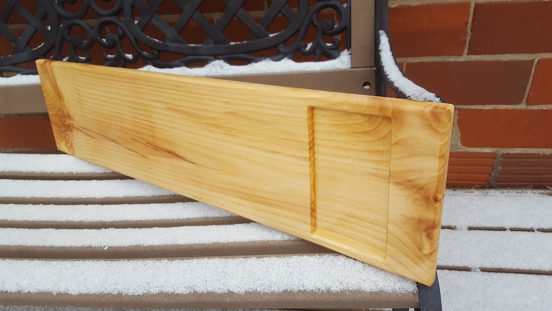 Recliner Tray 11.5 x 33-38 Custom Made to Order Pine Caddy Shelf Tablet Cell Phone Candle Holder Unwind Relax Spa Day Routed Wood Mom Gift zdjęcie 4