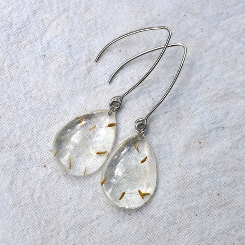 Dandelion Drop Earrings Wish Dangle Earrings Romantic Gift Etsy
