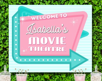 Retro Drive-In Movie Sign | Drive In Sign | Movie Night Backdrop | Movie Theater Sign | Birthday Party Digital Backdrop | Digital Background