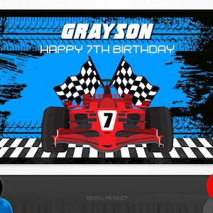 Race Car Backdrop, Racing Birthday, Boy Birthday, Race Car Party,  Personalized Digital Printable, Party Supplies, Digital Backdrop
