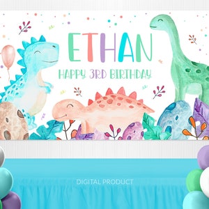 Dinosaur Backdrop, Dinosaur Birthday, Dinosaur Party, Dinosaur Banner, Party Backdrop, Birthday Backdrop, Custom Printable Digital Backdrop