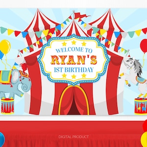 Circus Backdrop • Circus Birthday Party • Circus Banner • Carnival Birthday Backdrop • Circus Backdrop Personalized • Digital Printable
