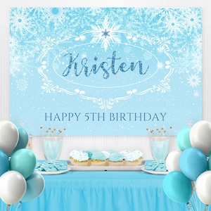 Frozen Ice Backdrop, Ice Princess Birthday, Snow Party Banner, Party Backdrop, Birthday Backdrop, Custom Printable Digital Backdrop