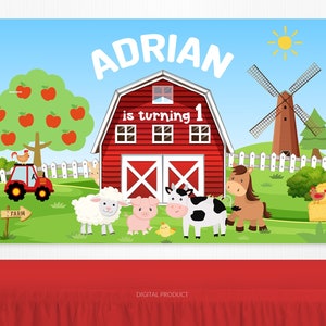 Decoraciones de Granja Feliz Cumpleaños, Bandera de Corral Personalizado, Cartel de Finca, Decoración de Fondo para Fiesta