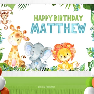 Safari Backdrop l Safari Birthday l Jungle Birthday l Jungle Banner l Baby Shower l Birthday Backdrop l Custom Printable Digital Backdrop