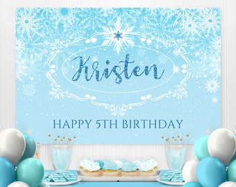 Frozen Ice Backdrop, Ice Princess Birthday, Snow Party Banner, Party Backdrop, Birthday Backdrop, Custom Printable Digital Backdrop