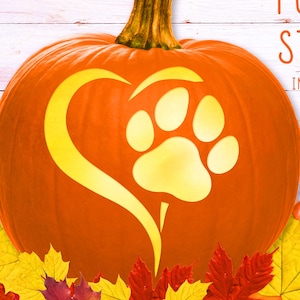 Dog Paw Print Pumpkin Stencil, Dog Heart Printable Pumpkin Stencil ...