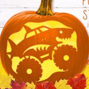 Big Truck Pumpkin Stencil Shark Truck PRINTABLE Pumpkin STENCIL Shark