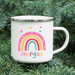Enamel Mug Kids Personalized | Cute Kids Mug | Kids Enamel Mug | Cute Rainbow Mug | Birthday Gift | Kids Christmas Gifts |