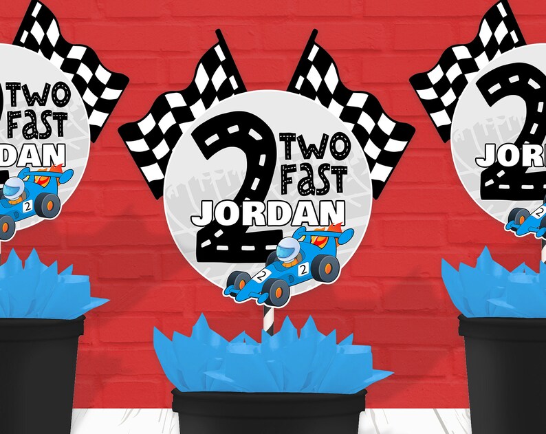 Two Fast Birthday Second Birthday Race Car Birthday 2nd Birthday Race Car Party Two Fast Party Number 2 Centerpiece Car Party