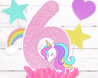 Printable Unicorn Centerpiece Number 6, Unicorn Birthday , Unicorn Party, Unicorn Decorations, Unicorn Printable, Unicorn 6th Birthday