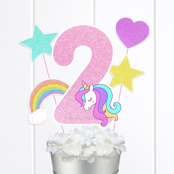 Unicorn Centerpiece, Number 2 Printable, Unicorn Birthday Party, Printable Centerpiece Decorations, DIY Centerpieces, Instant Download