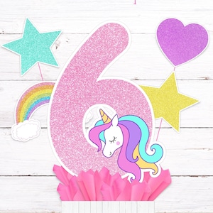 Printable Unicorn Centerpiece Number 6, Unicorn Birthday , Unicorn Party, Unicorn Decorations, Unicorn Printable, Unicorn 6th Birthday