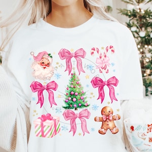 Kokette Schleife PNG, Kokette Rosa Schleife Png, Rosa Kokette Schleife Png, Rosa Weihnachten Png, Kokette Weihnachten Schleife Urlaub Png, Weihnachtsmann-Shirt Designs
