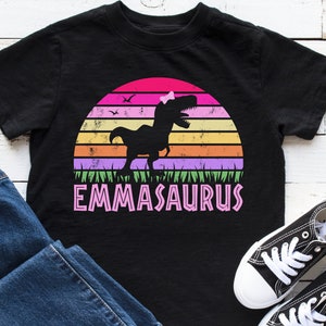 Dinosaur Shirt Girl, Kids Dinosaur Shirt, Dinosaur Birthday Shirt, Toddler T-shirt, Girl Birthday Party, Pink Dino, T-Rex, Dino With Bow Tee image 2