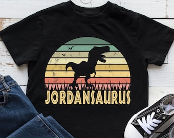 Camiseta de manga corta para niño de Dinosaurio Personalizada