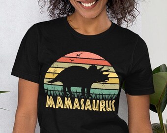 Dinosaur Shirt, Triceratops Mamasaurus Unisex T-shirt, Dinosaur birthday, Dinosaur mom shirt, Mommy & Me, Matching Family Tees, Trending Tee