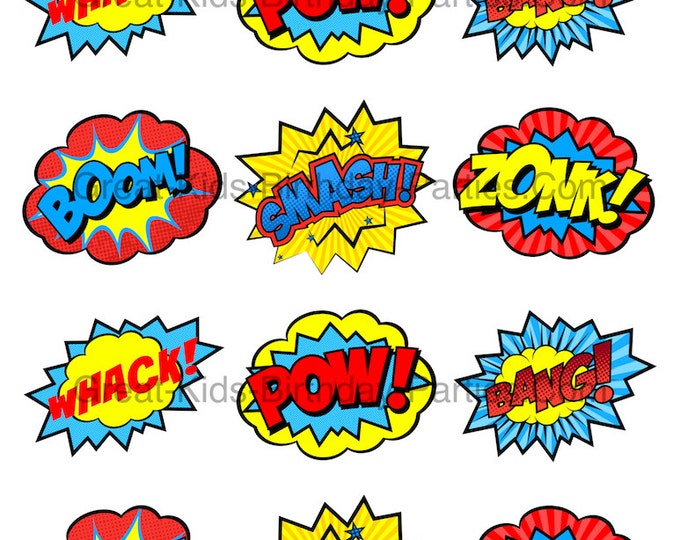 SUPERHERO Word Bubbles, Superhero Bubble, Superhero Party, Comic Word Superhero Decorations ...