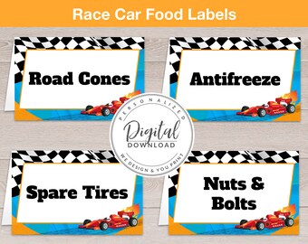 Race Car Food Labels Racing Birthday Party Party Supplies Etsy
