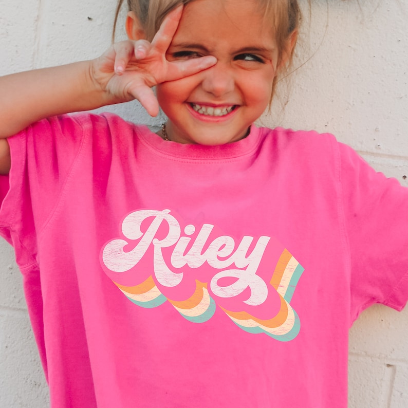 Kids name shirt. Groovy trending best seller design.