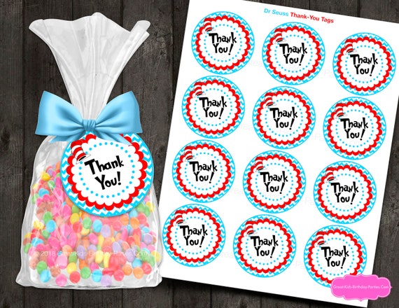 Cartoon Cat Favor Tags - Cute Thank-You Tags - Birthday Party Labels - Printable Kids Thank-You Tags Il_570xn