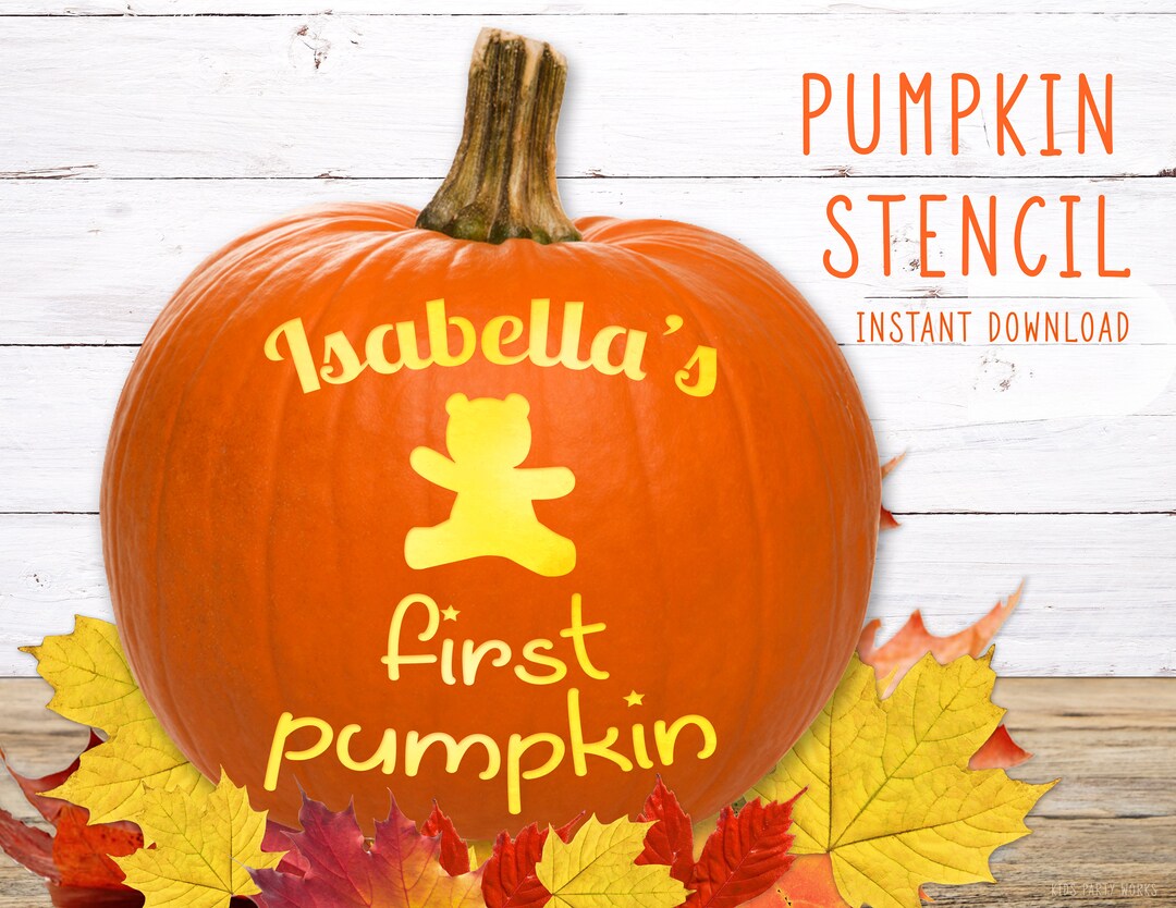 Personalized First Pumpkin Carving STENCIL L Baby's "first Pumpkin ...