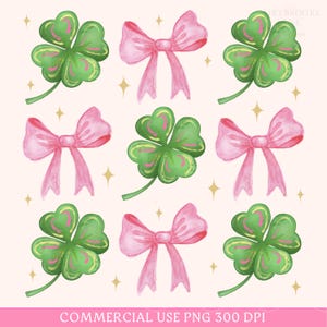 St Patricks PNG, Coquette St Patricks Day Png, St Patricks Day Shamrock, St. Paddys Day Png, Shirt Sublimation Four Leaf Clover Coquette Bow