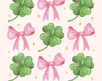 St Patricks PNG, Coquette St Patricks Day Png, St Patricks Day Shamrock, St. Paddys Day Png, Shirt Sublimation Four Leaf Clover Coquette Bow