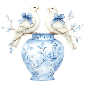 Turtledove PNG Set 5 Bird Grand Millennial Clipart Coquette Wall Art Watercolor Junk Journal Scrapbooking Coquette Bow Png Sublimation Png