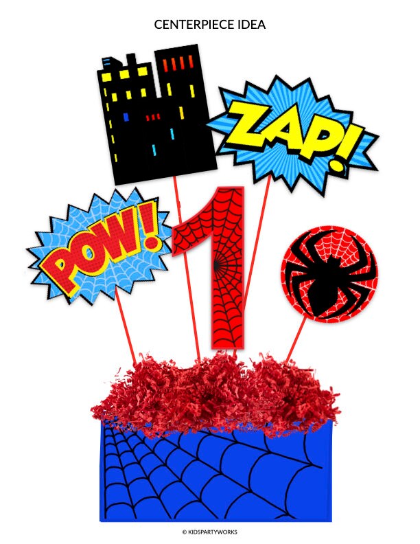 spiderman printable number 1 centerpiece instant download etsy