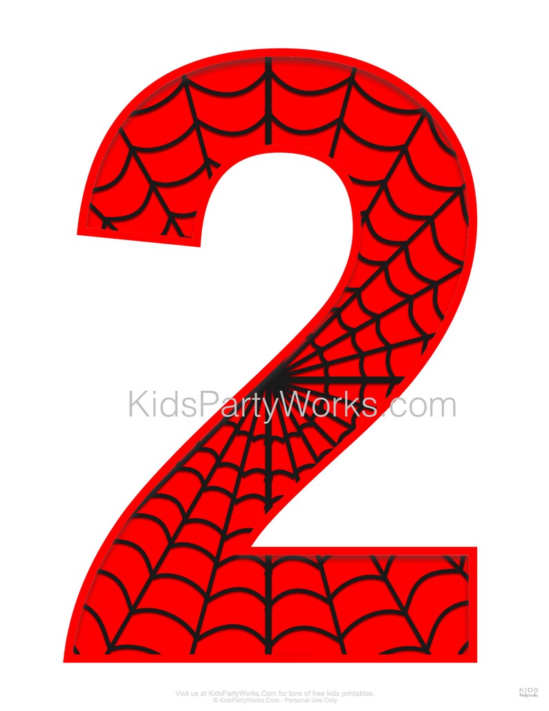 spiderman printable number 2 centerpiece instant download