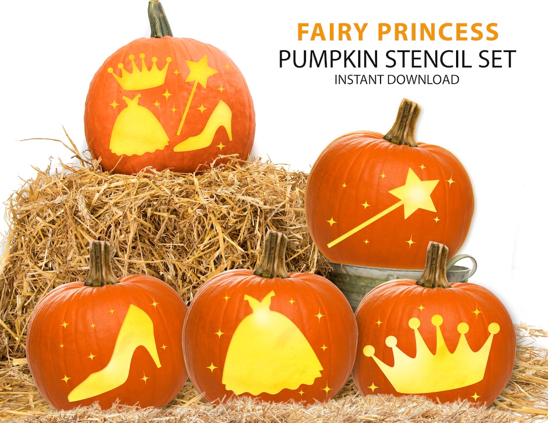 Fairy Princess Pumpkin Stencil Set, Fairytale Fairy Pumpkin Carving