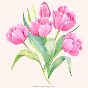 Flowers Clipart, Watercolor Flower Clipart, Watercolor Flowers Clipart Png, Flowers Bouquet Clipart, Watercolor Flower Png, Tulips Clipart