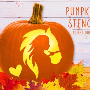 Horse Pumpkin Stencil, Cowgirl Printable Stencil, Horse Pumpkin Carving Template, Western Jack O' Lantern, Horse Ranch Halloween Digital