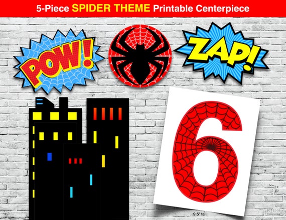 spider birthday centerpiece number 6 centerpiece instant etsy israel
