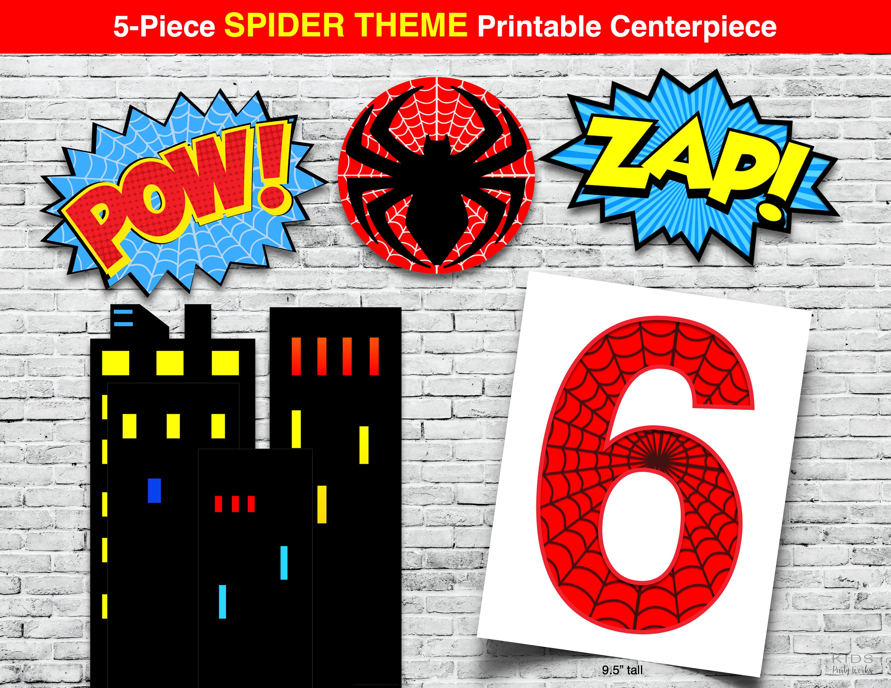 Spider Birthday Centerpiece Number 6 Centerpiece Instant Etsy