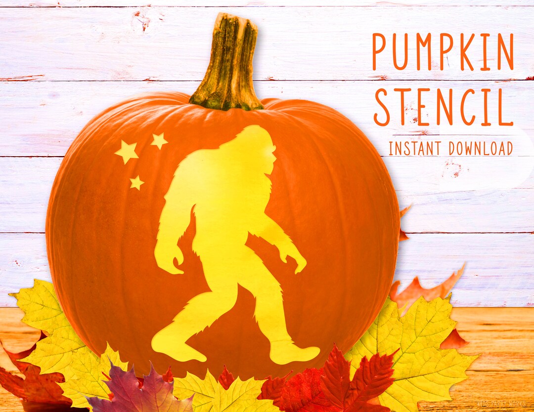 Bigfoot Pumpkin Stencil Sasquatch PRINTABLE Stencil Jack O Lantern 