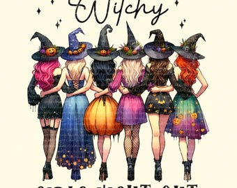 Brujas de Halloween, Mujeres de Halloween, Noche de chicas brujas, Halloween PNG, Bruja PNG, Bruja de Halloween PNG, Diseños de sublimación de camisetas de Halloween