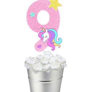 Printable Unicorn Centerpiece Number 9, Unicorn Birthday Party, Printable Centerpiece Decorations, DIY Centerpieces, Instant Download image 9