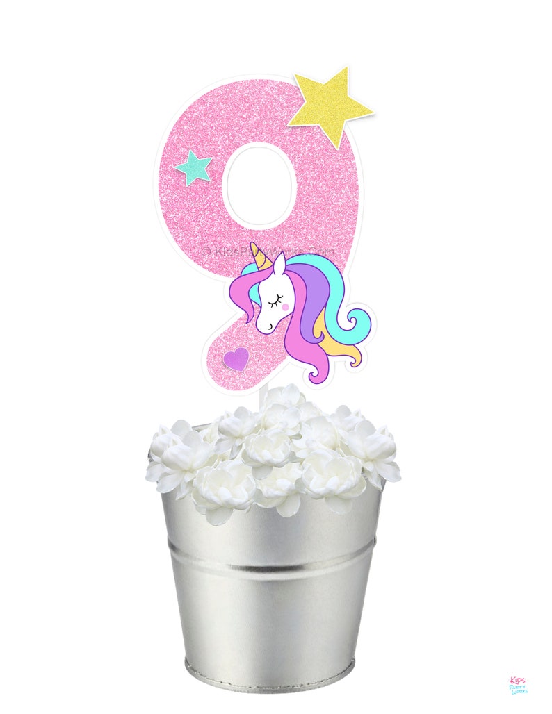 Printable Unicorn Centerpiece Number 9, Unicorn Birthday Party, Printable Centerpiece Decorations, DIY Centerpieces, Instant Download image 9