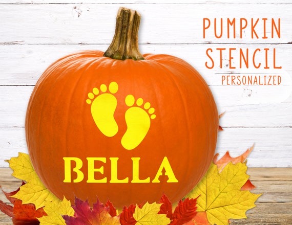 Baby Pumpkin Carving STENCIL, Baby Footprints Personalized Pumpkin