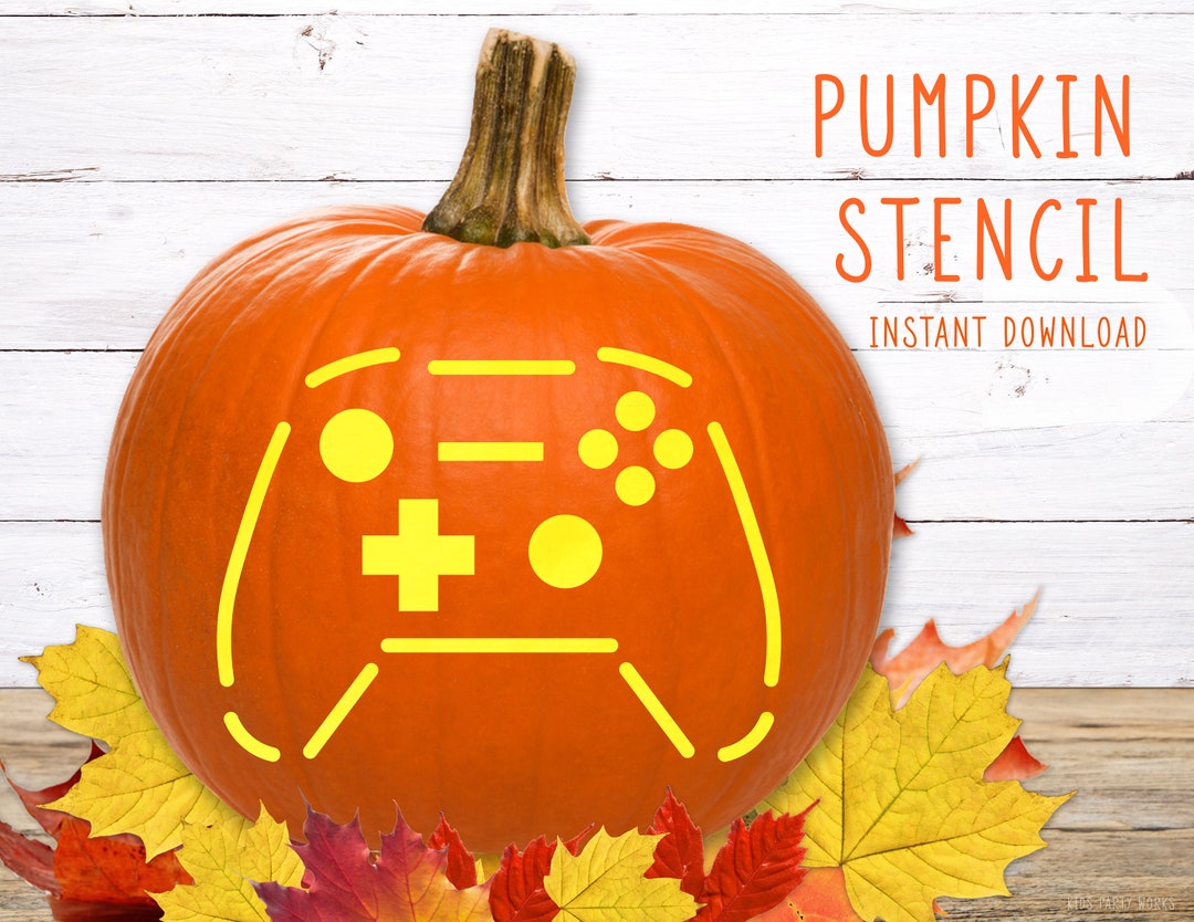 controller-pumpkin-stencil-gamer-printable-pumpkin-stencil-jack-o-lantern-pumpkin-carving-stencil-halloween-template-instant-download-etsy