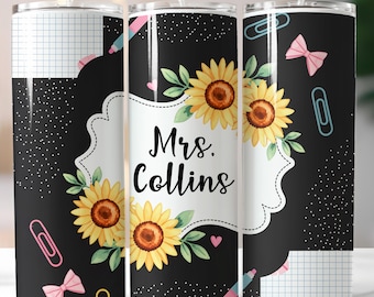 Teacher Tumbler Wrap, Back to School Teacher Appreciation 20oz Skinny Sublimation Tumbler Design School Composition Teacher Png Teacher Gift